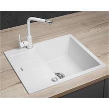 DG05C45wh Granite sink with draining board Cubis WHITE