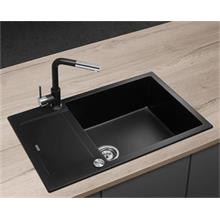 DG05L60bc Granite sink with draining board Linea BLACK