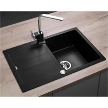 DG10C45bc Granite sink with draining board Cubis BLACK