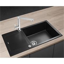 DG10L60bc Granite sink with draining board Linea BLACK