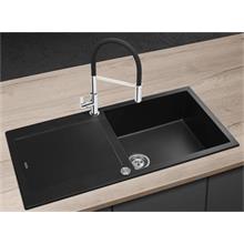 DG15L60bc Granite sink with draining board Linea BLACK