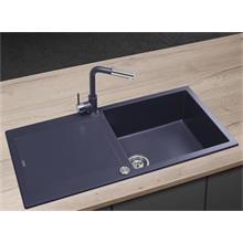 DG15L60dg Granite sink with draining board Linea DARK GREY