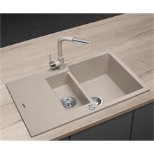 DG205C60be Granite sink with bowl and draining board Cubis BEIGE