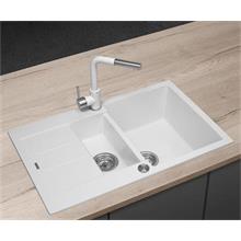 DG205C60wh Granite sink with bowl and draining board Cubis WHITE
