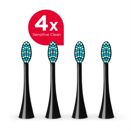 ZK0073 Toothbrush head PERFECT SMILE ZK701x, Sensitive Clean, 4 pcs, black